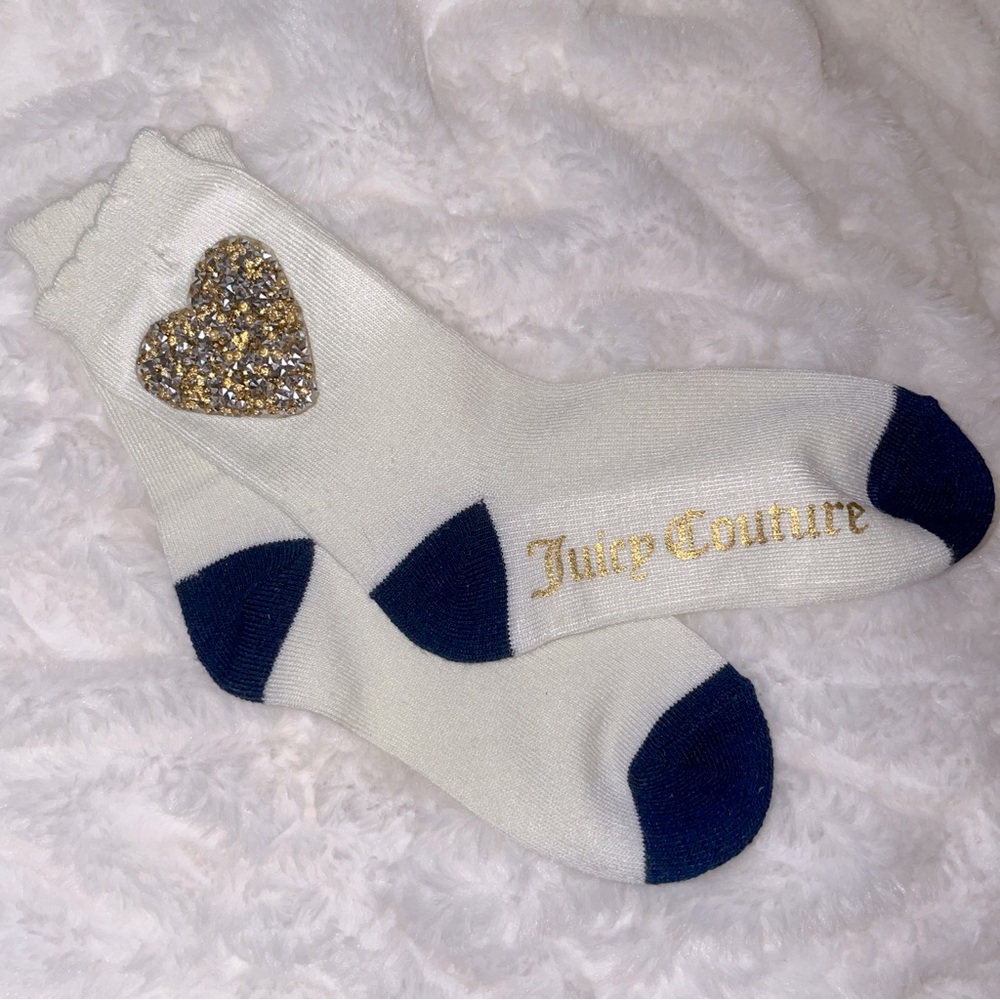 Sold EBay Girls Juicy couture Ivory Bling Heart Embellished Sock Set size 10-2
